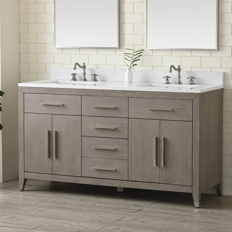 Springs 72" Inch Heritage Grey Double Sink Vanity with Quartz Top