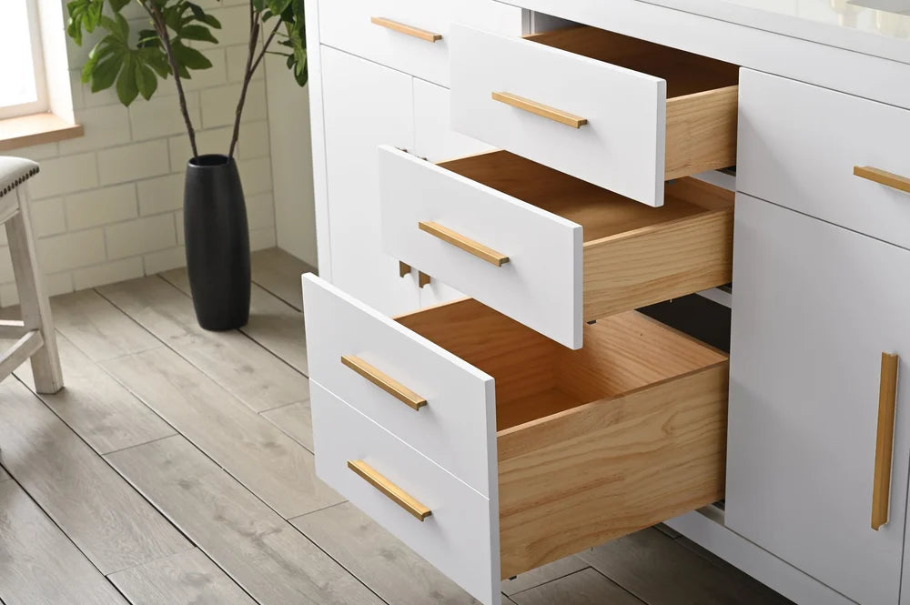 Springs 72" Inch White Double Sink Vanity with Quartz Top