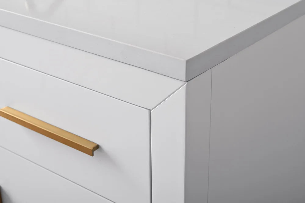 Springs 72" Inch White Double Sink Vanity with Quartz Top