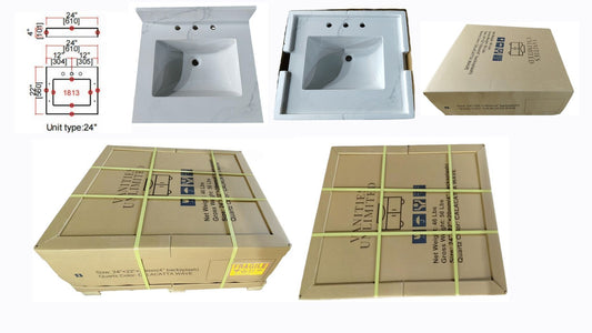 Calacatta Quartz 24" in. Bathroom Vanity Top