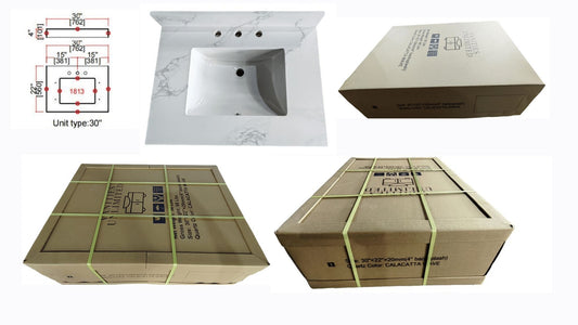 Calacatta Quartz 30" in. Bathroom Vanity Top