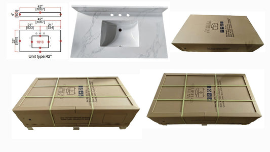 Calacatta Quartz 42" in. Bathroom Vanity Top
