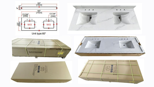 Calacatta Quartz 60" in. Bathroom Vanity Top