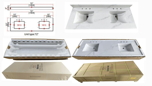 Calacatta Quartz 72" in. Bathroom Vanity Top