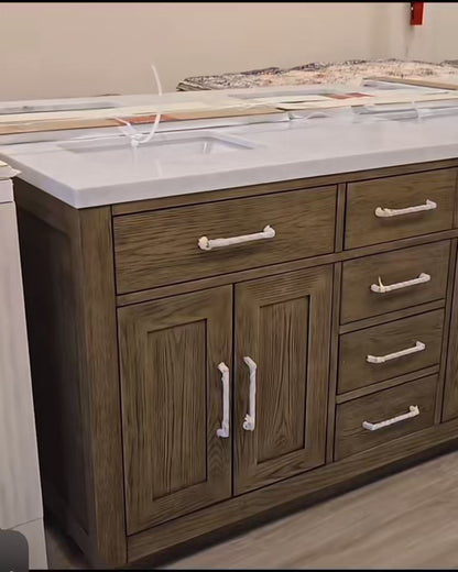 Lexora Abbey 84" inch Double Sink Grey Oak Vanity with Marble Top