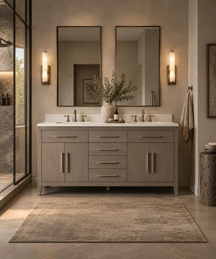 York 72 inch Driftwood Oak Double Sink